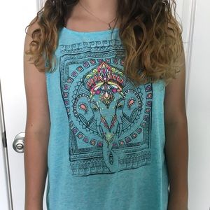 Sky blue elephant tank tee